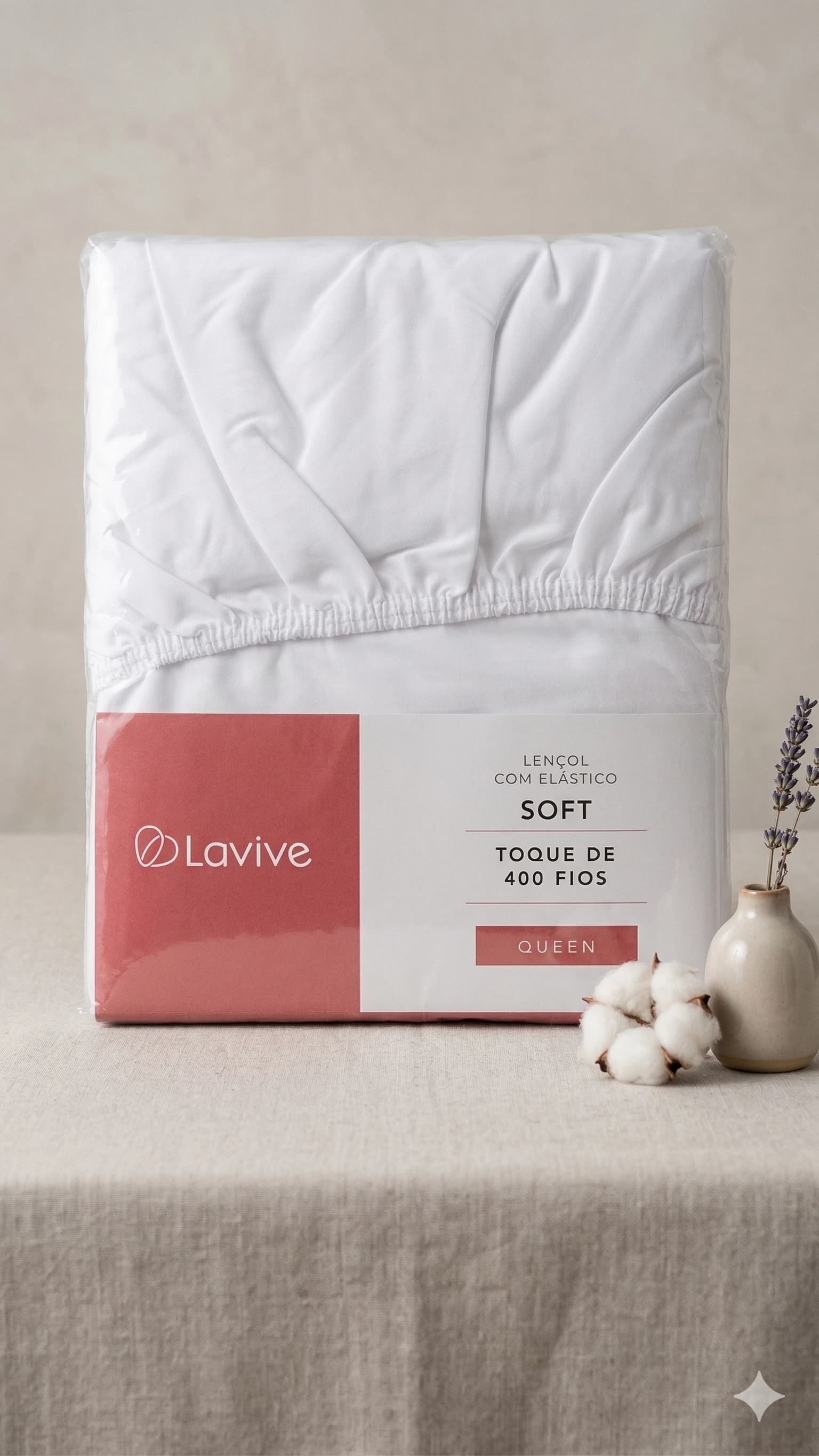 Lençol com Elástico Queen 400 Fios com toque de seda - Lavive Soft - Foto 1