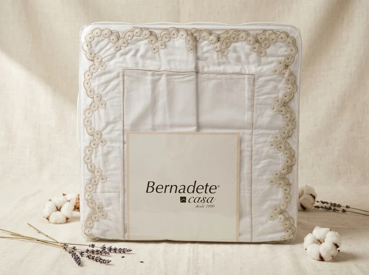 Jogo de cama Fendi com bordado Bernadete Casa Aura -100% Algodão 250 Fios King - Foto 1