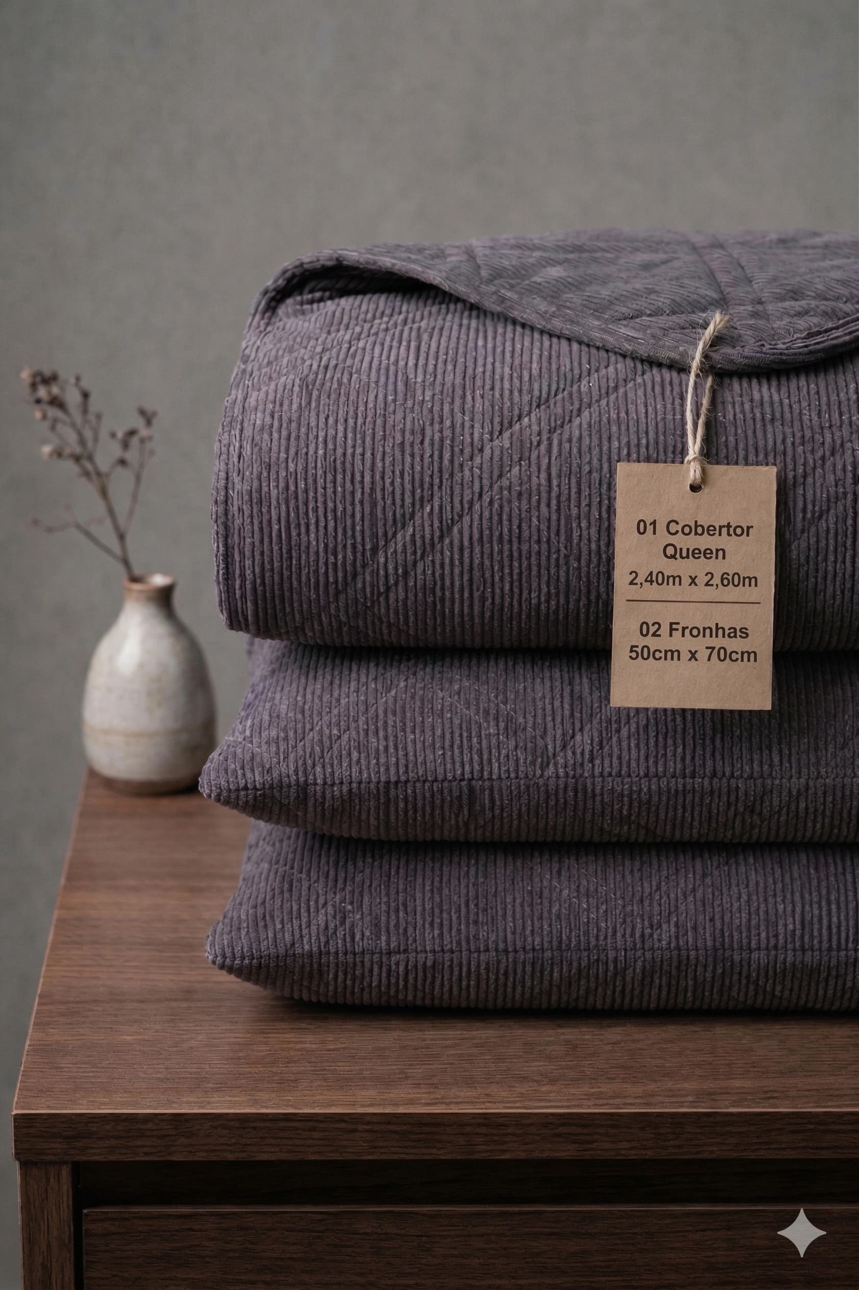 Cobre-Leito Corttex Living Art Charcoal Chumbo