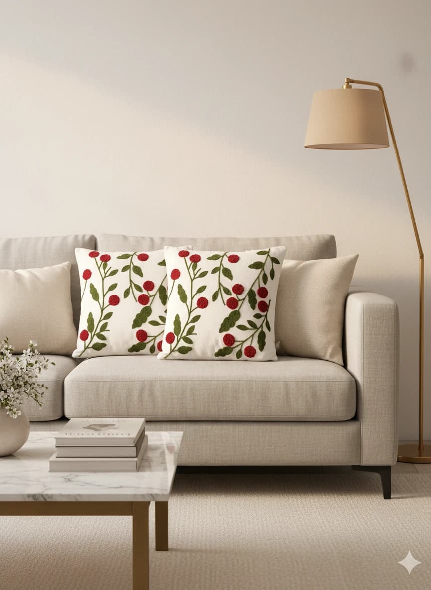 Capa de Almofada Decorativa Bordada