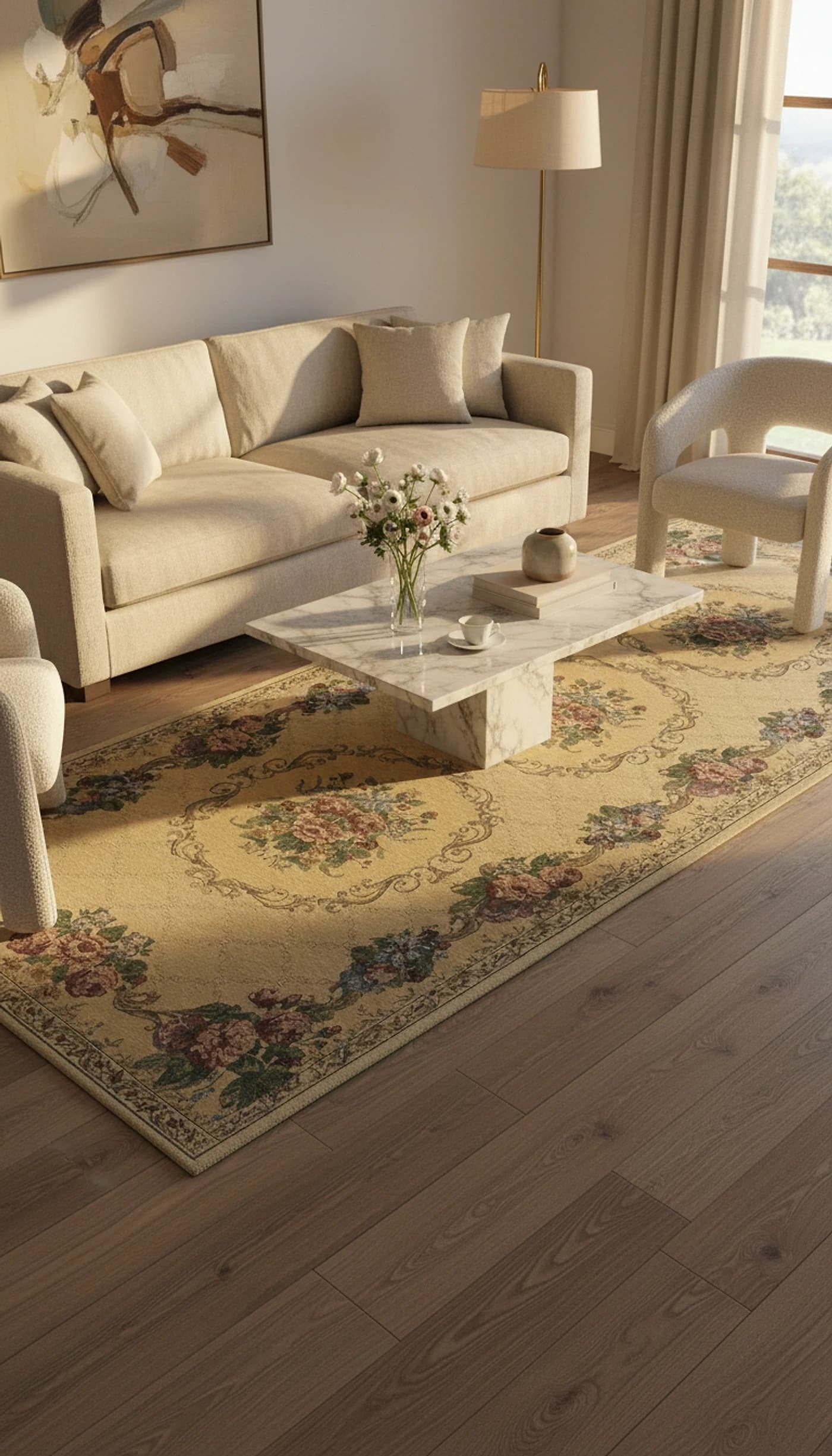 Tapete Jasmin Floral Bege 70cm x 1.80m